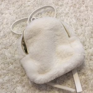White Mini Fur Backpack